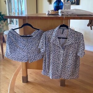 Leopard Print light blue lounge set